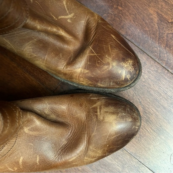 Frye Women’s Brown Leather Boots with Classic Western Harness Details, Size 10 - Picture 3 of 15